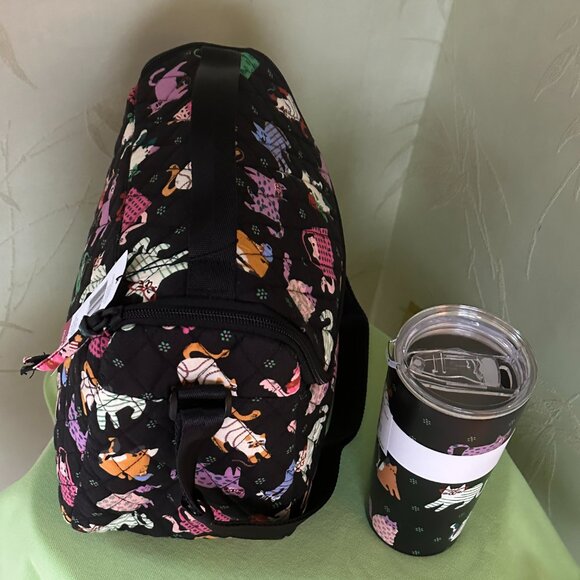 VERA BRADLEY HERDING CATS LUNCH CROSSBODY BAG + STAINLESS TUMBLER (SET):NWT CAT - Picture 6 of 13
